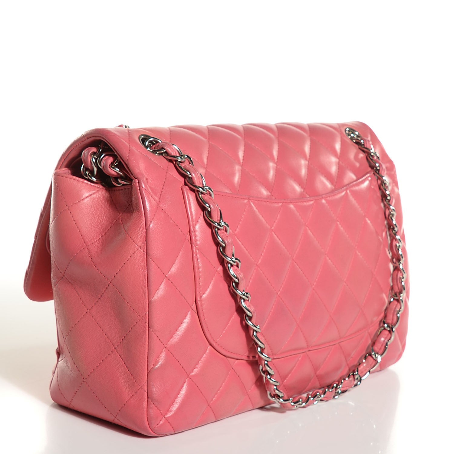 Chanel Lambskin Quilted Jumbo Double Flap Dark Pink 3 of 8