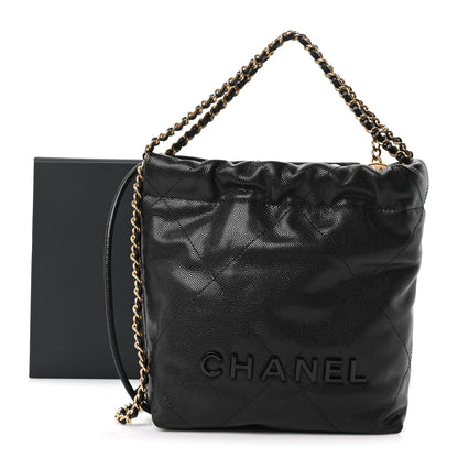 Chanel Shiny Caviar Quilted Monochrome Mini Chanel 22 Black 11 of 11
