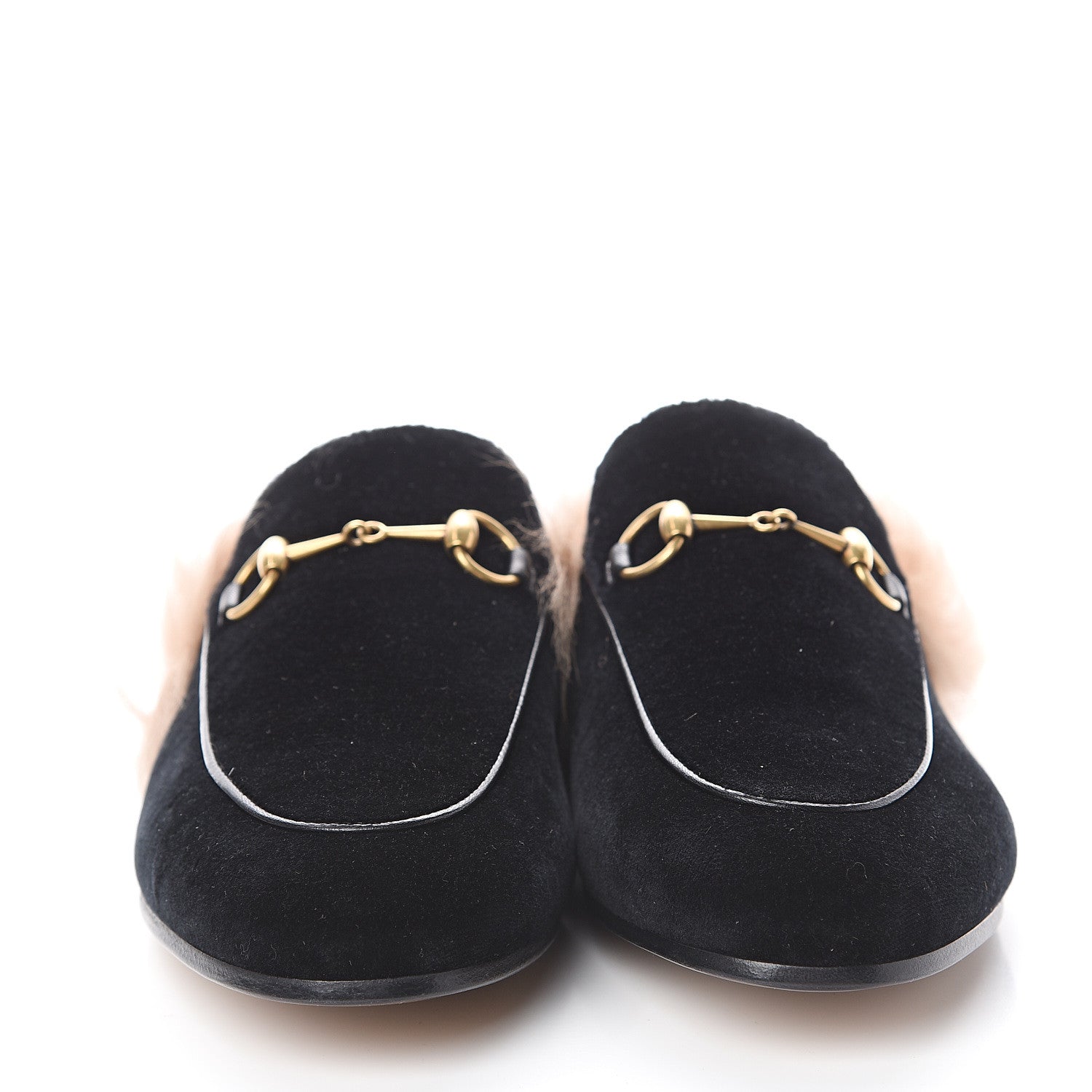 Gucci Velvet Fur Womens Princetown Slippers 38.5 Black 2 of 7
