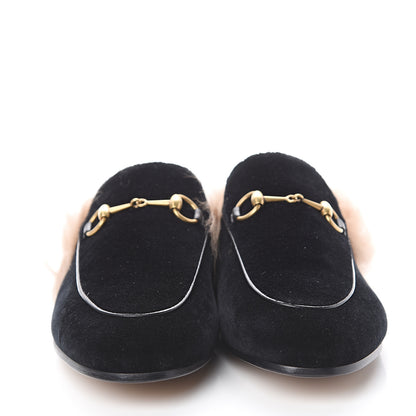 Gucci Velvet Fur Womens Princetown Slippers 38.5 Black 2 of 7