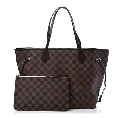 Louis Vuitton Damier Ebene Neo Neverfull MM Rose Ballerine 1 of 9