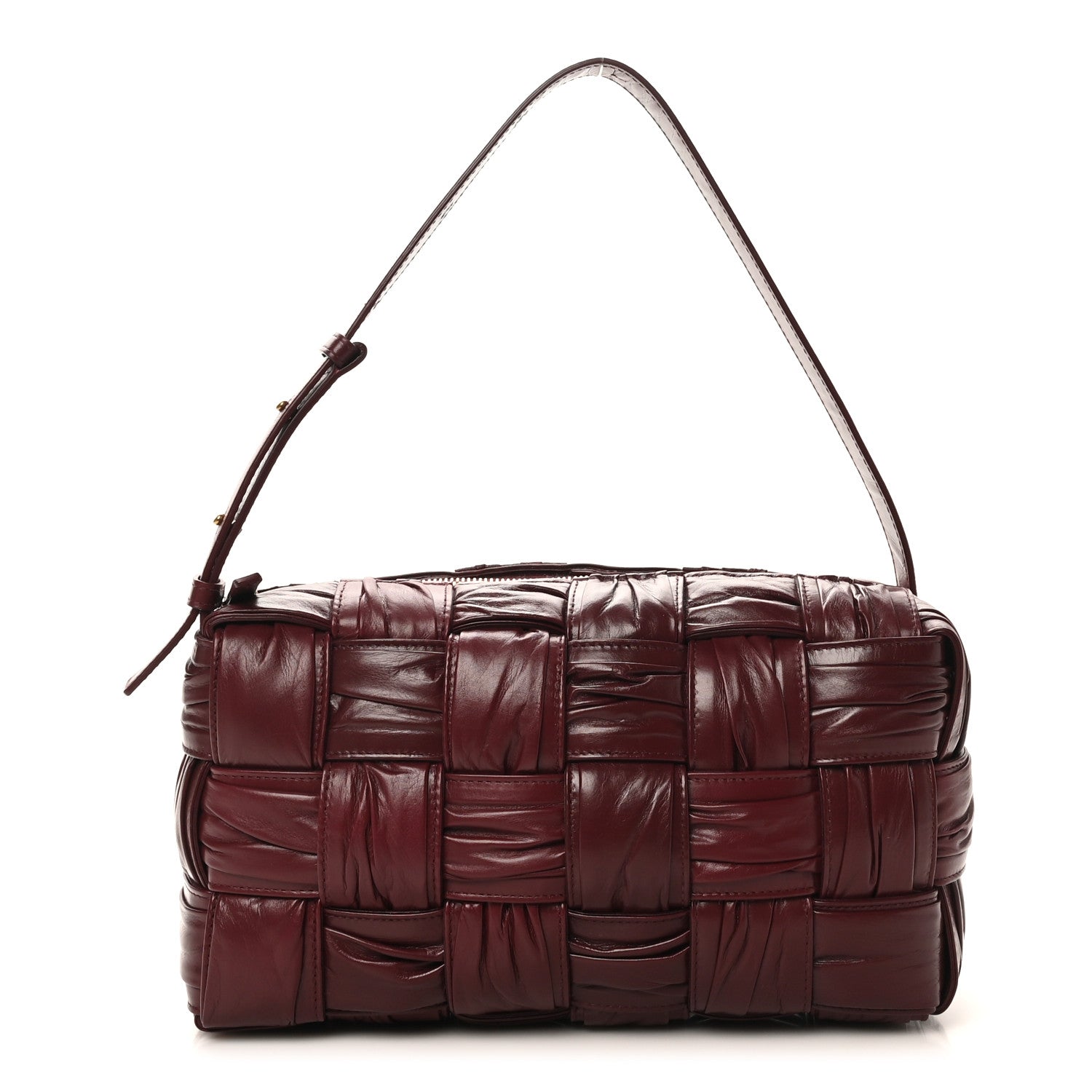 Bottega Veneta Paper Calfskin Intreccio Plisse Cassette Camera Bag Barolo 1 of 9