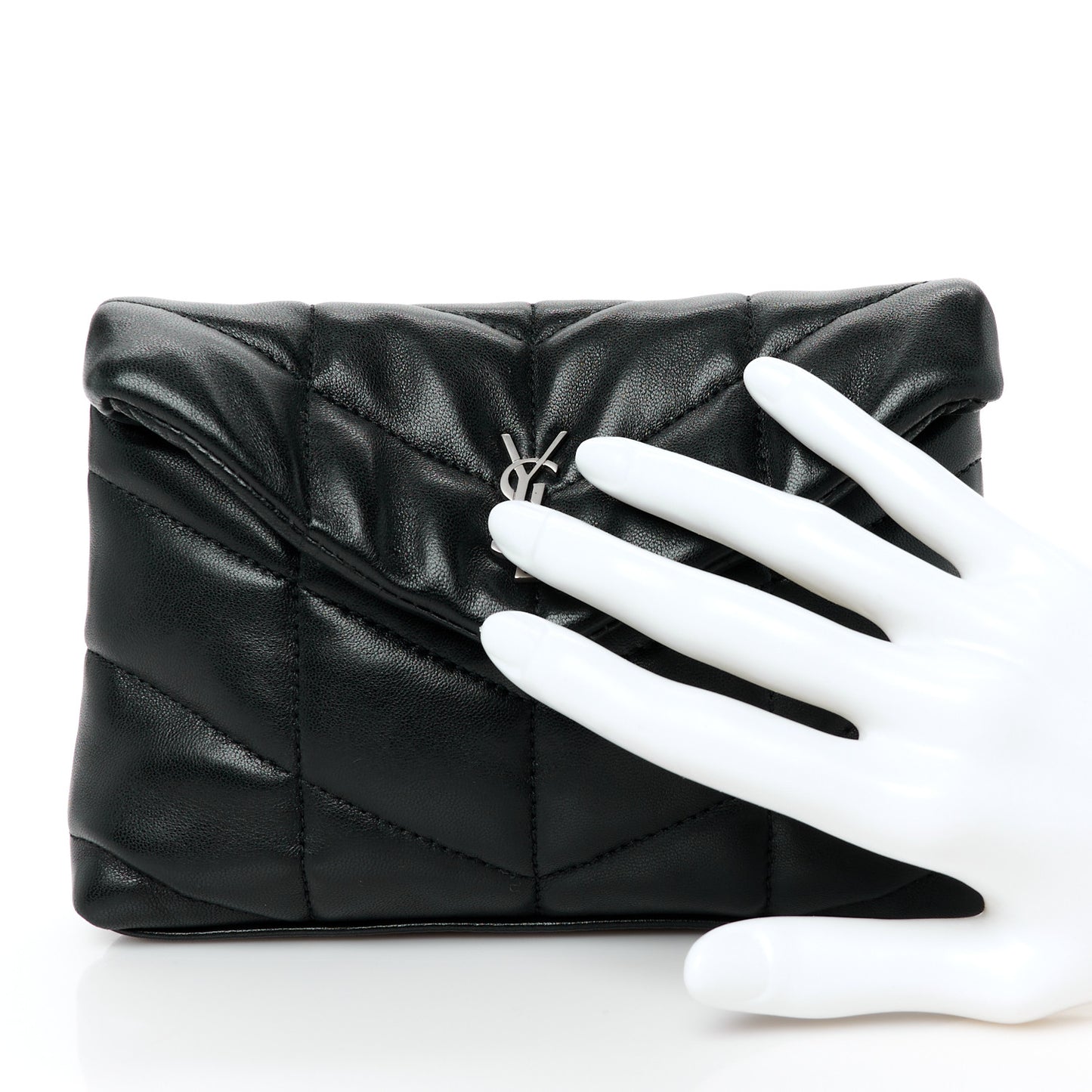 Lambskin Monogram Loulou Puffer Pouch Clutch Black