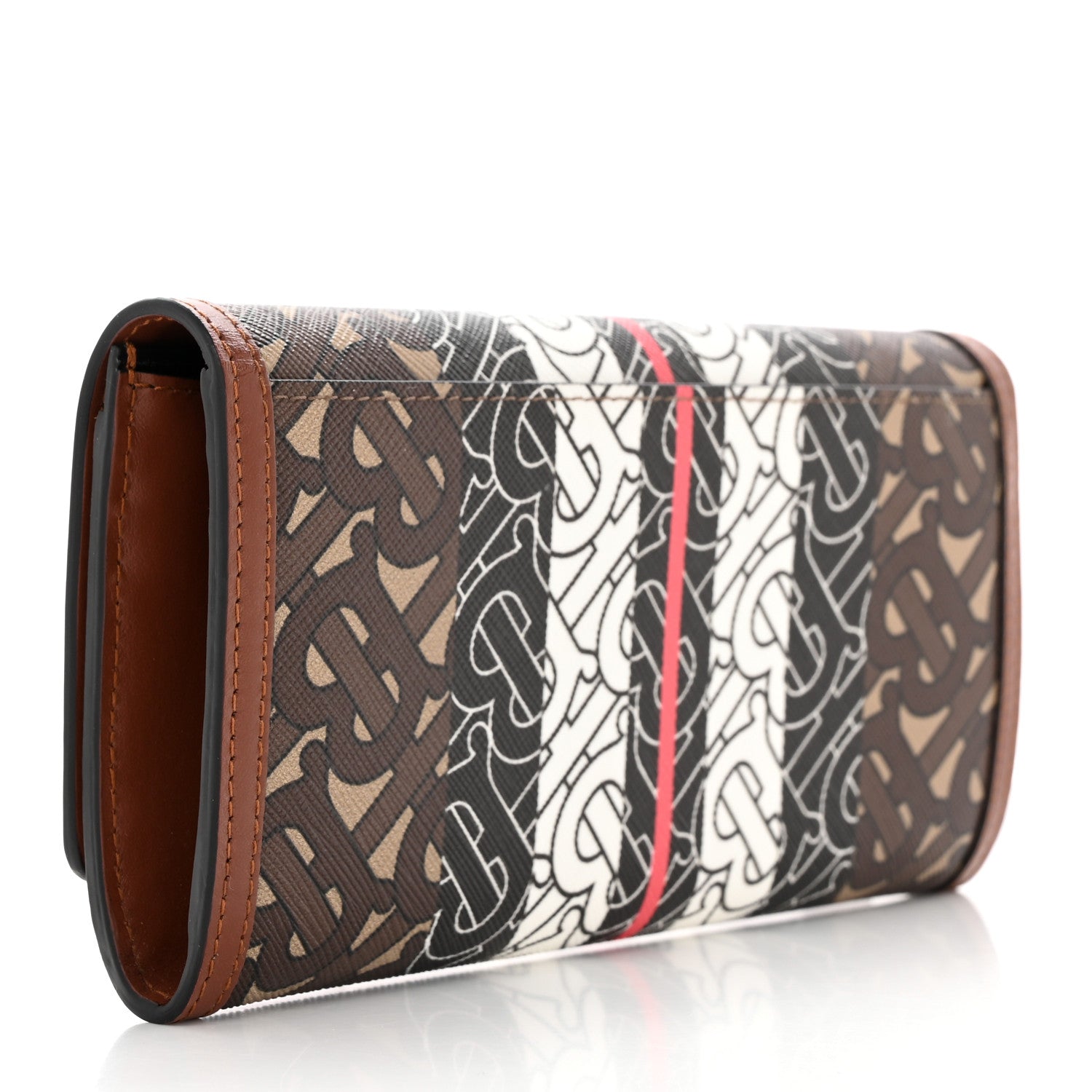 Burberry E-Canvas Monogram Stripe Continental Wallet Bridle Brown 3 of 10