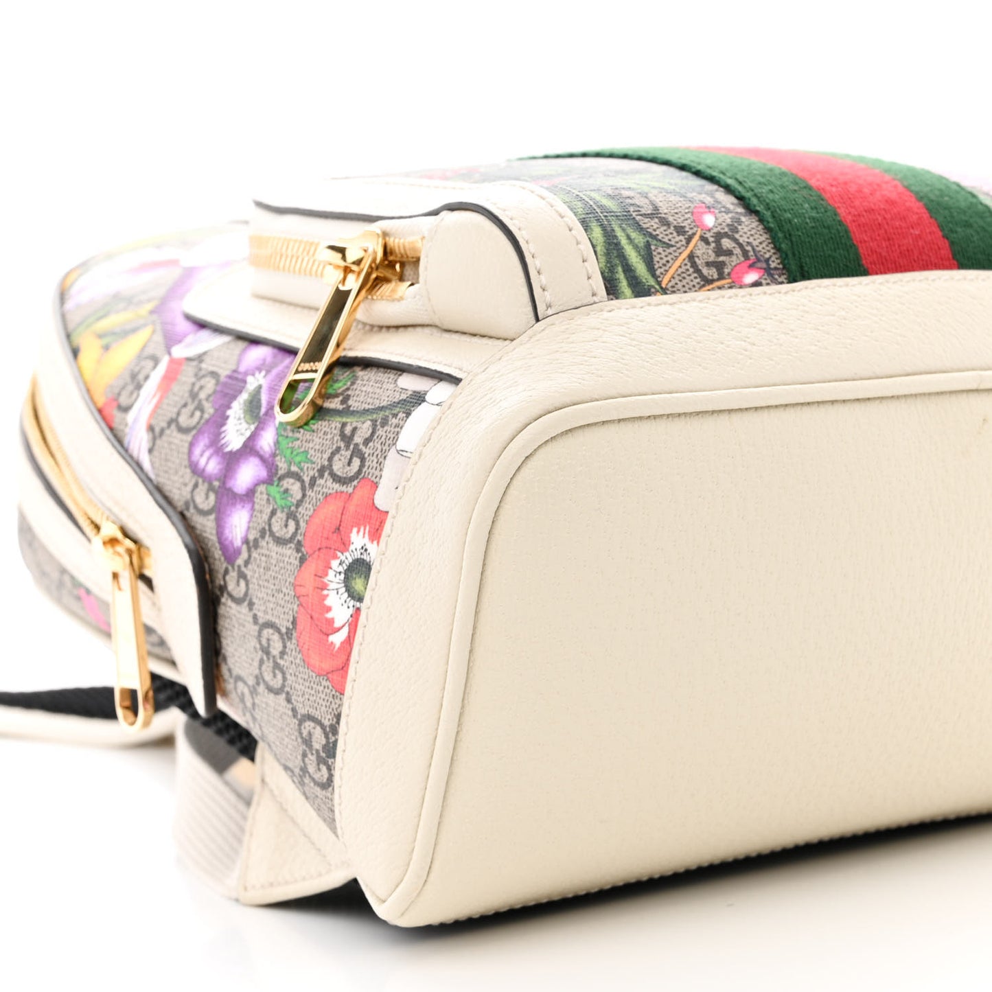 GG Supreme Monogram Flora Web Small Ophidia Day Backpack White