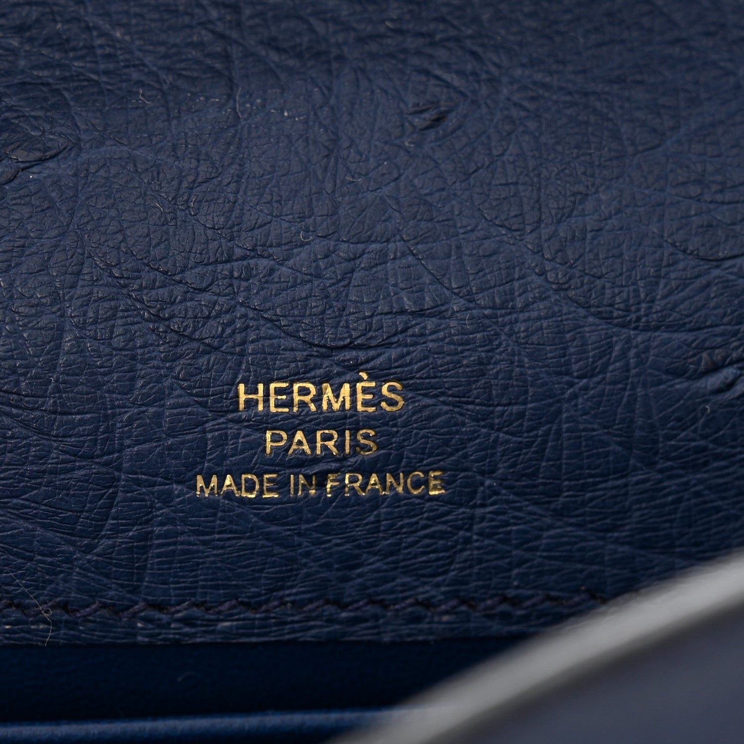 Hermes Ostrich Kelly Pochette Clutch Bleu Roi 6 of 10