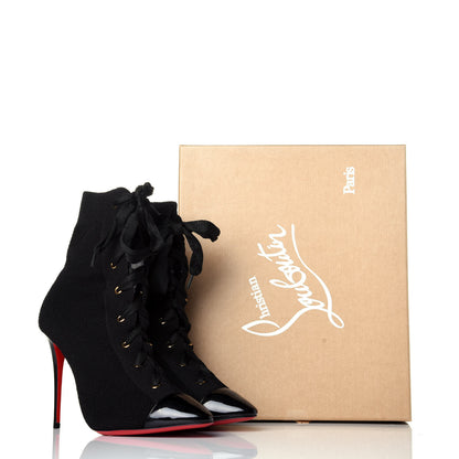 Christian Louboutin Patent Maille Tricot Frenchie 100 Ankle Boots 38.5 Black 8 of 8