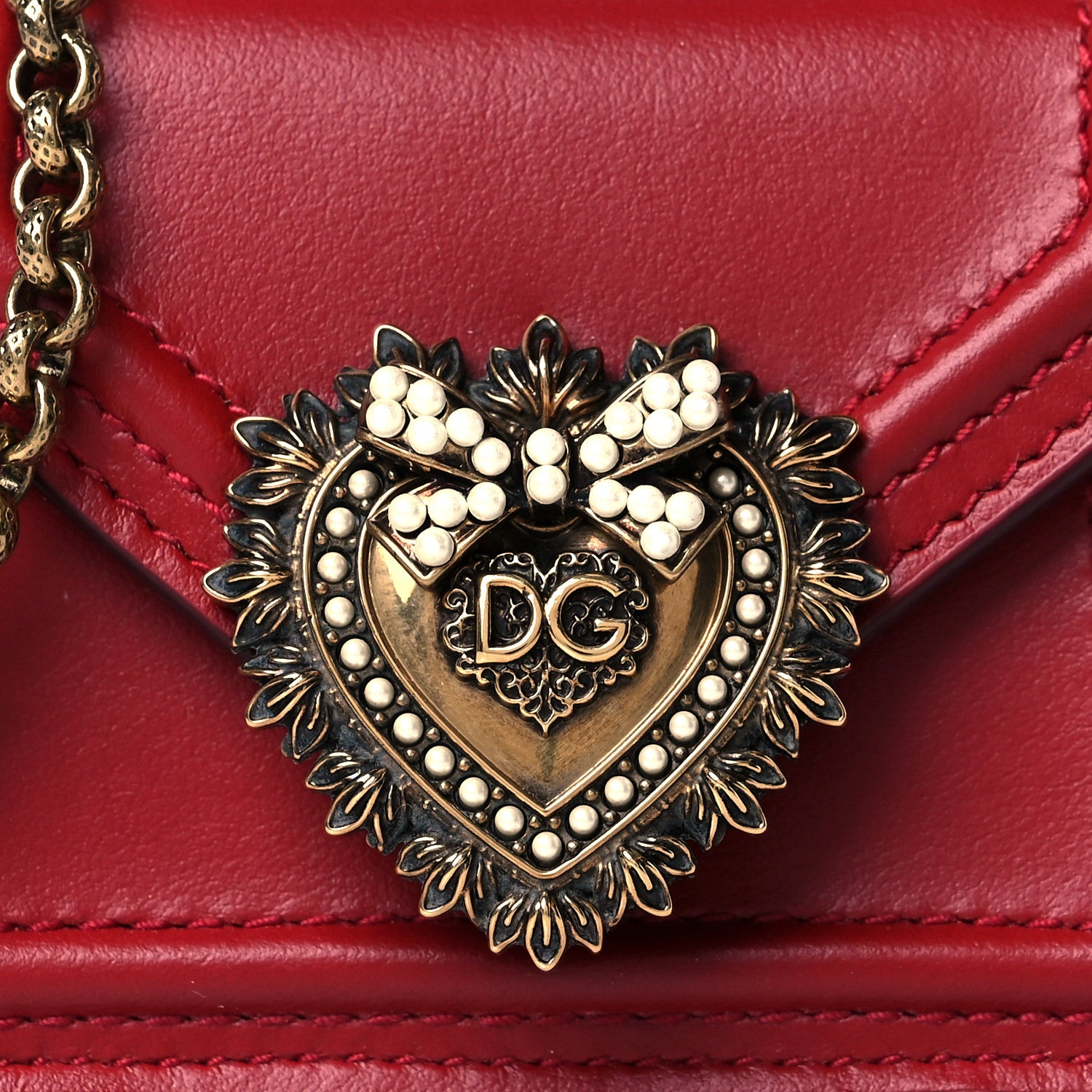 Dolce & Gabbana Smooth Calfskin Micro Devotion Satchel Red 7 of 10