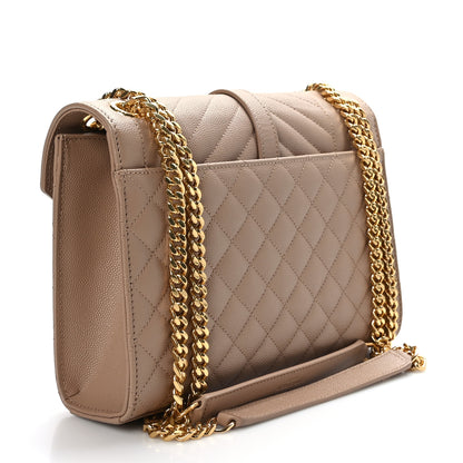 Saint Laurent Grain De Poudre Textured Mixed Matelasse Medium Triquilt Monogram Satchel Dark Beige 3 of 8