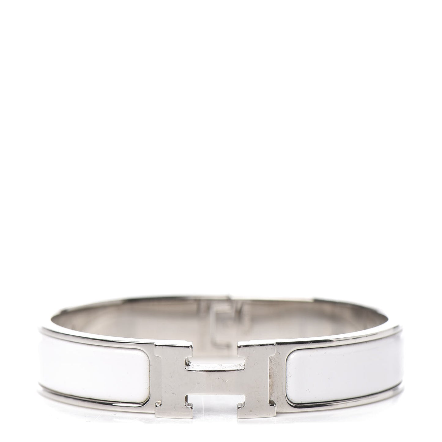 Enamel Narrow Clic Clac H Bracelet PM White
