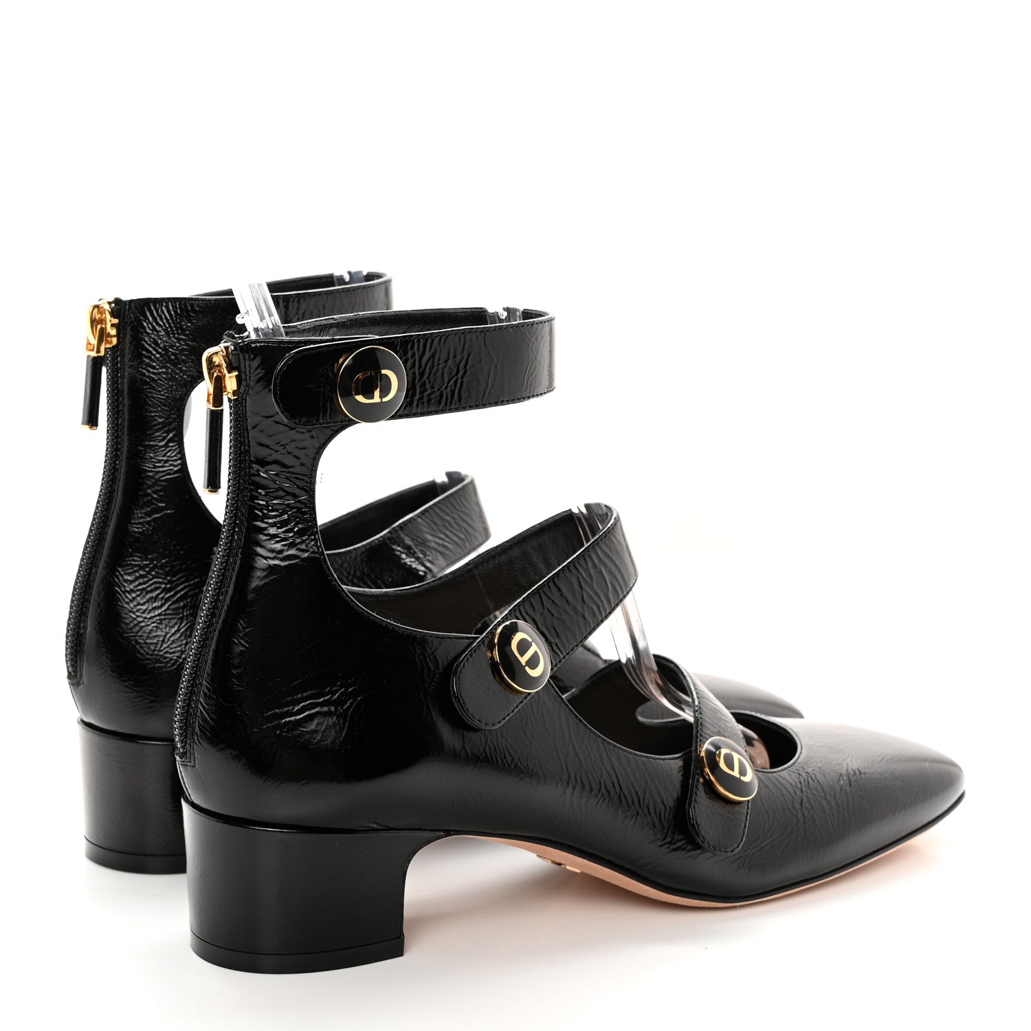Christian Dior Crinkled Calfskin D-Doll 55mm Ankle Strap Pumps 37.5 Black 4 of 13