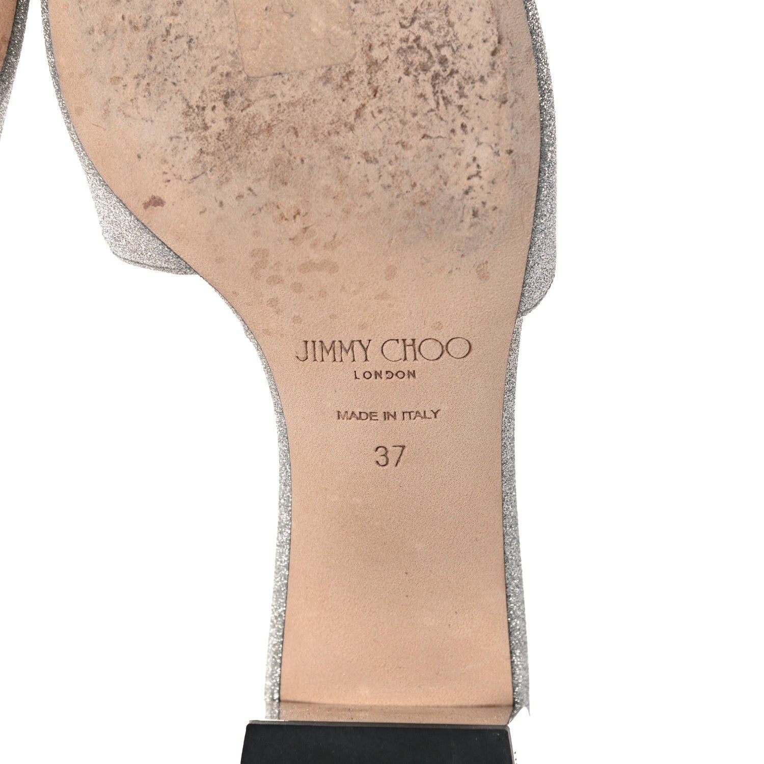 Jimmy Choo Glitter Joni Flat Slide Sandals 37 Silver 6 of 11