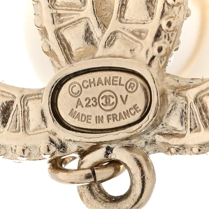 Chanel Crystal Pearl CC Drop Earrings Gold 4 of 4
