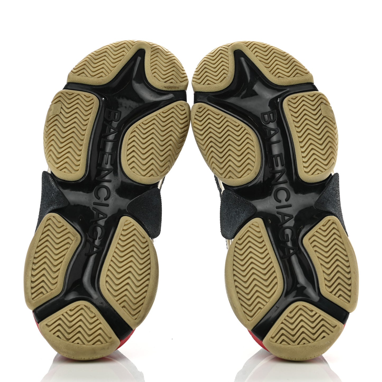 Fabric Mesh Washed Effect Womens Triple S Sneakers 38 Black Red