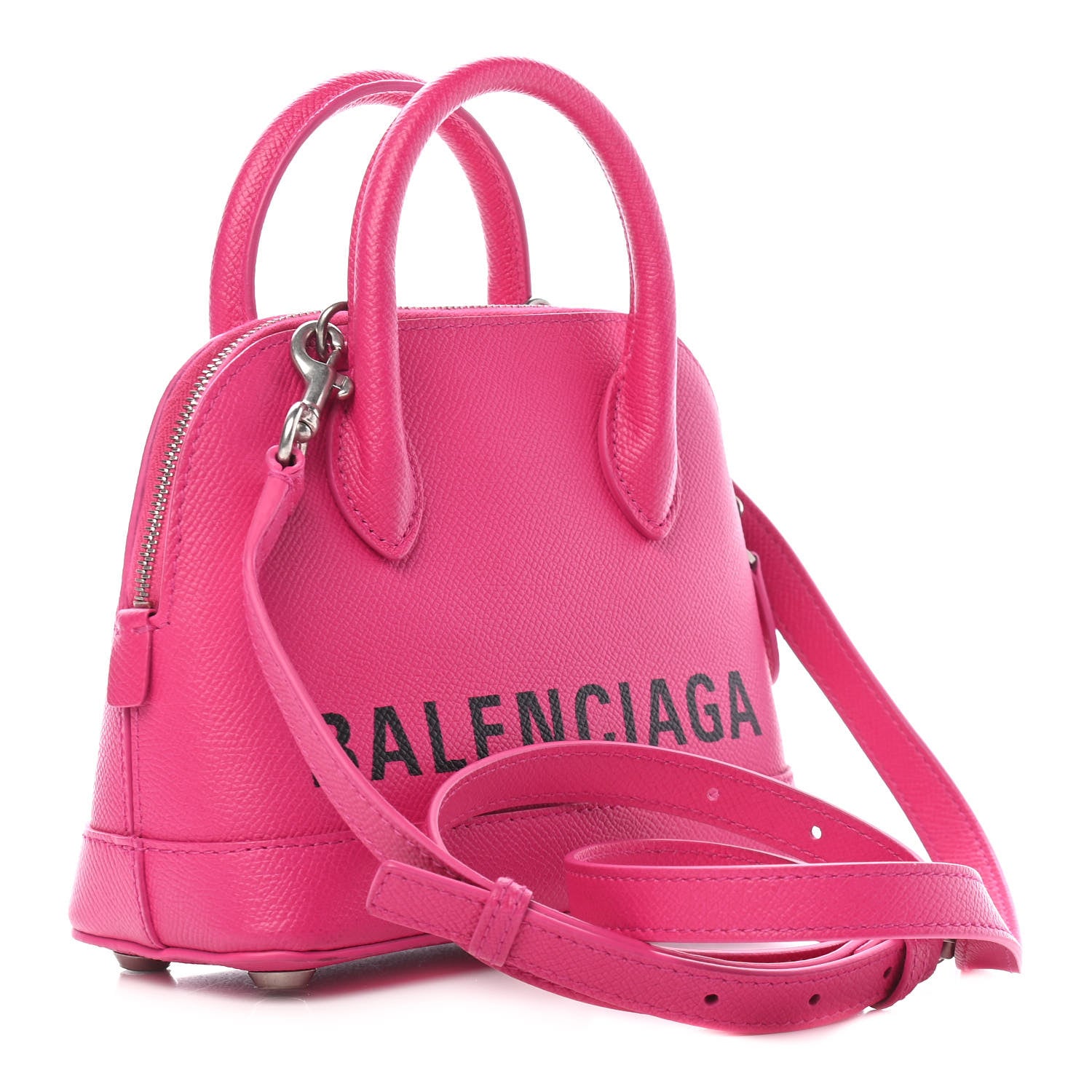 Balenciaga Signature Grained Calfskin Logo XXS Ville Top Handle Bag Fuchsia 2 of 10