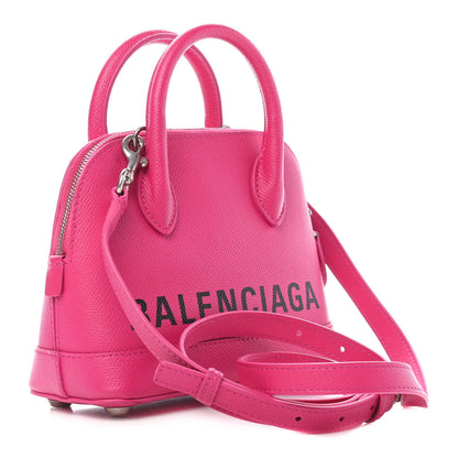 Balenciaga Signature Grained Calfskin Logo XXS Ville Top Handle Bag Fuchsia 2 of 10