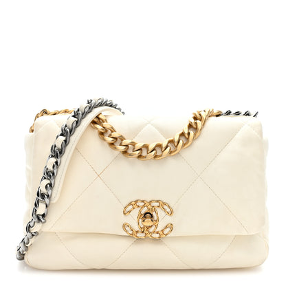Chanel Lambskin Quilted Medium Chanel 19 Flap White White 1 of 9
