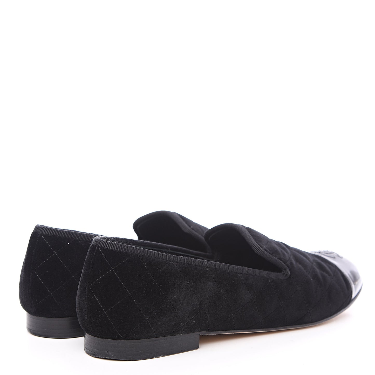 Velvet Quilted Cap Toe Womens CC Loafers 41 Black