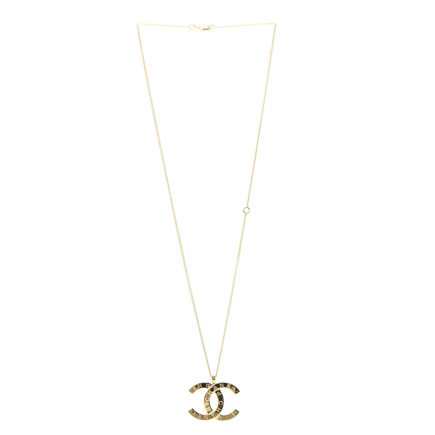 Metal CC Paris Button Necklace Gold