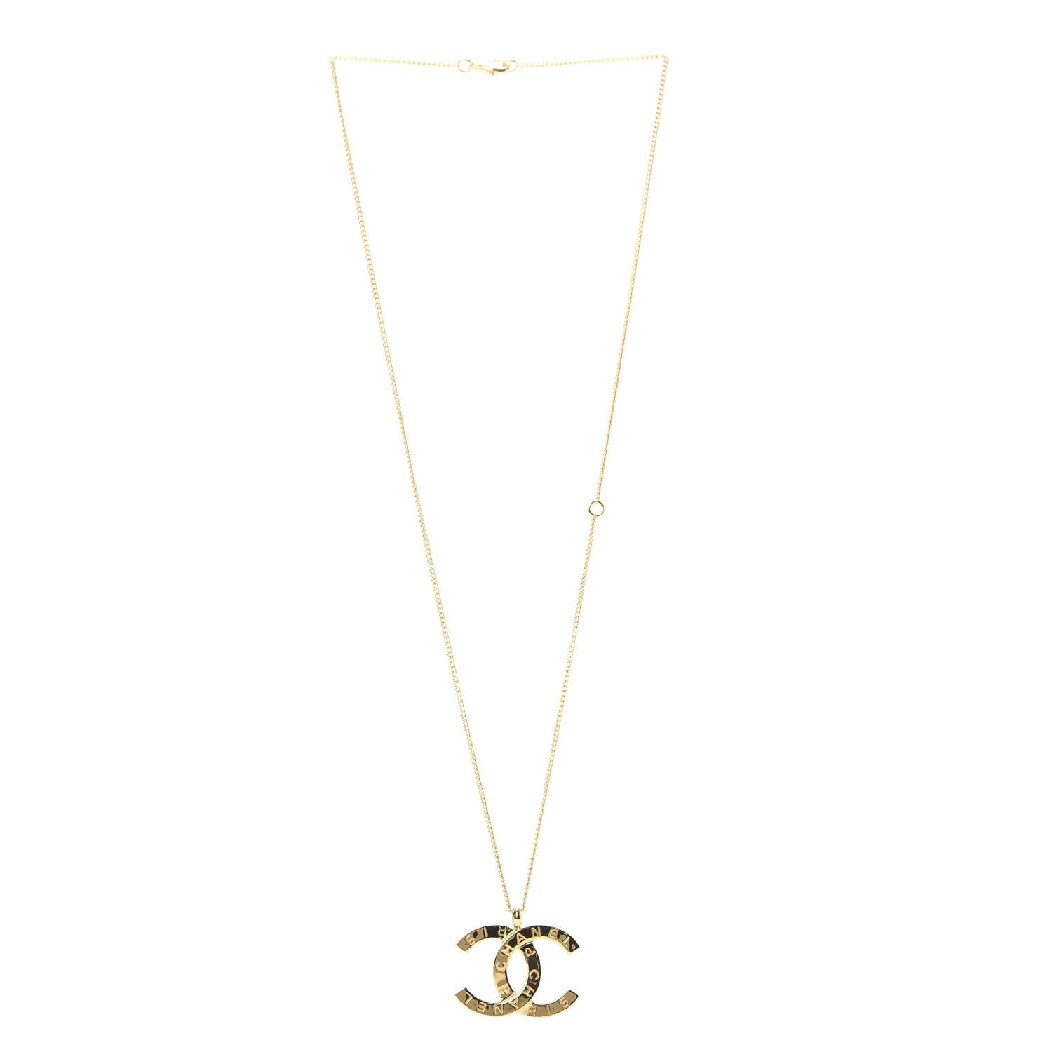 Chanel Metal CC Paris Button Necklace Gold 3 of 5