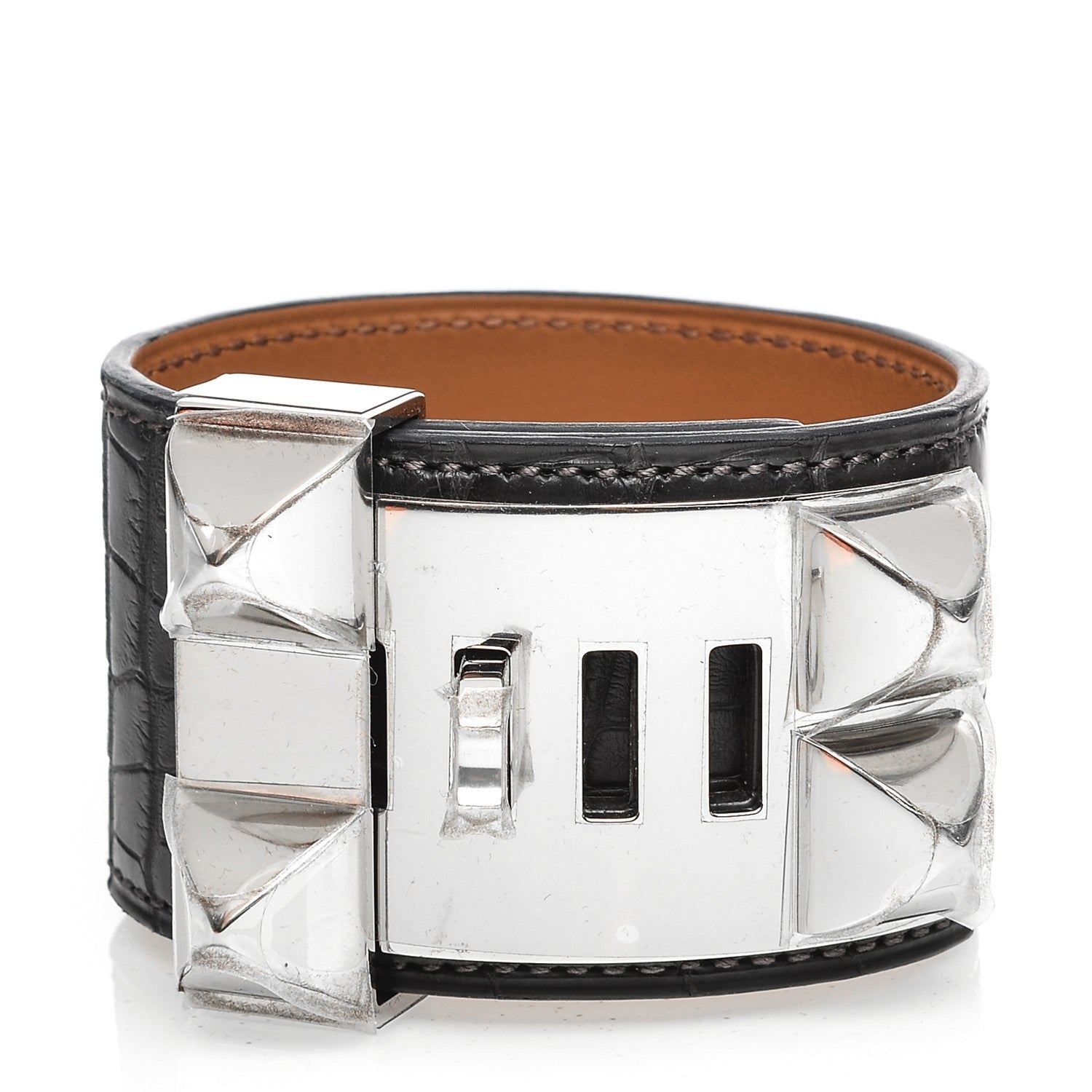 Hermes Matte Alligator Collier De Chien CDC Bracelet S Graphite 4 of 8