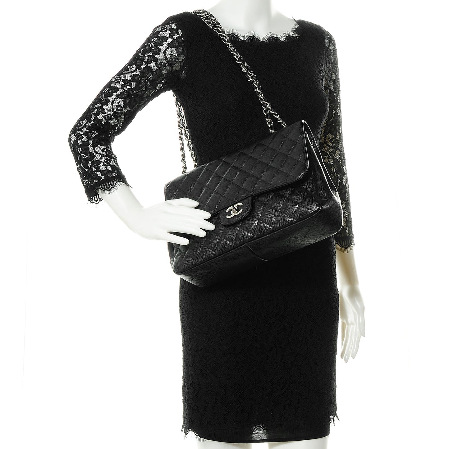 Caviar Jumbo Single Flap Black