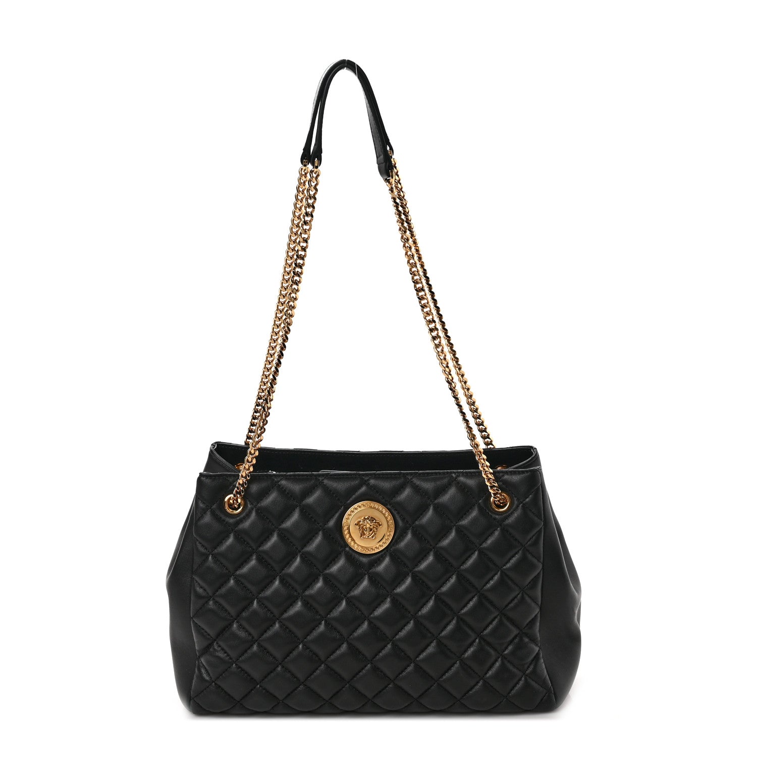 Versace Nappa Quilted Medusa Chain Shoulder Bag Black 1 of 9