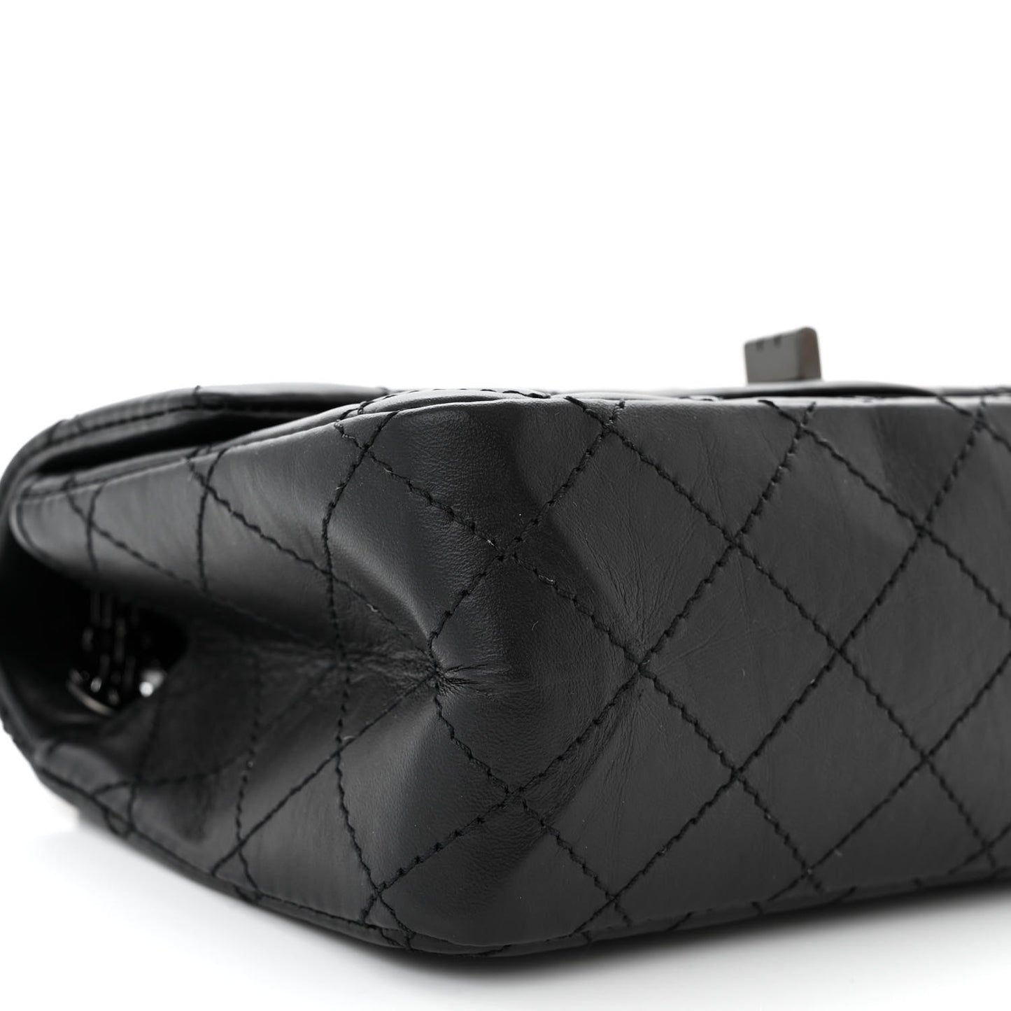 Aged Calfskin Quilted 2.55 Reissue Mini Flap So Black