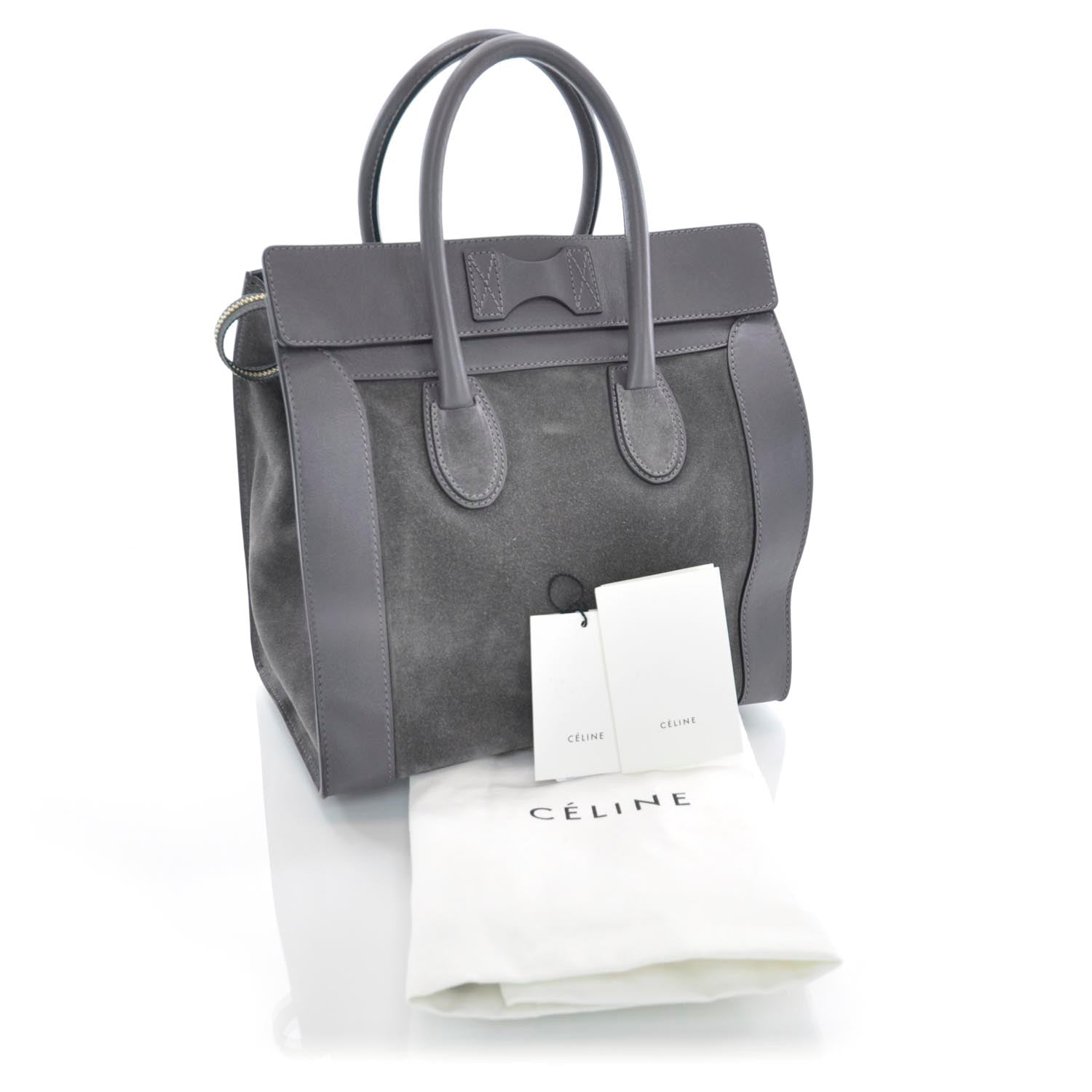 Celine Calfskin Suede Mini Luggage Gray 3 of 10