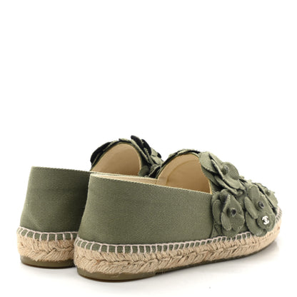 Chanel Fabric Camellia CC Espadrilles 40 Khaki 4 of 10