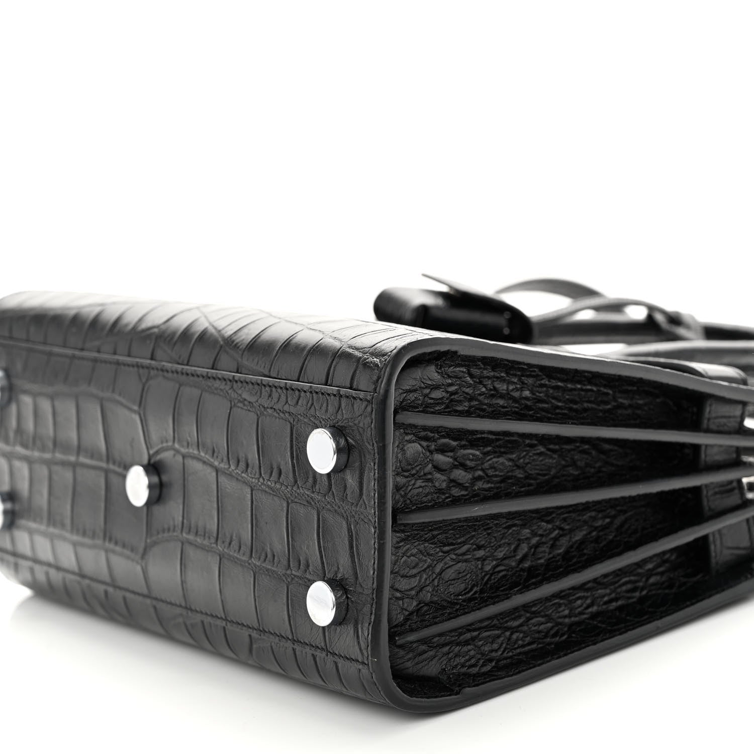 Saint Laurent Calfskin Crocodile Embossed Nano Sac De Jour Black 10 of 10