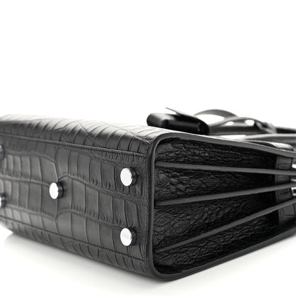 Saint Laurent Calfskin Crocodile Embossed Nano Sac De Jour Black 10 of 10