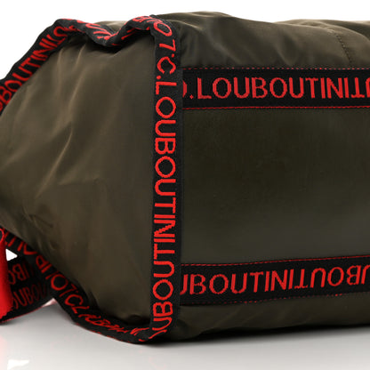 Christian Louboutin Calfskin Nyon Duffle Army Green Red Black 9 of 16