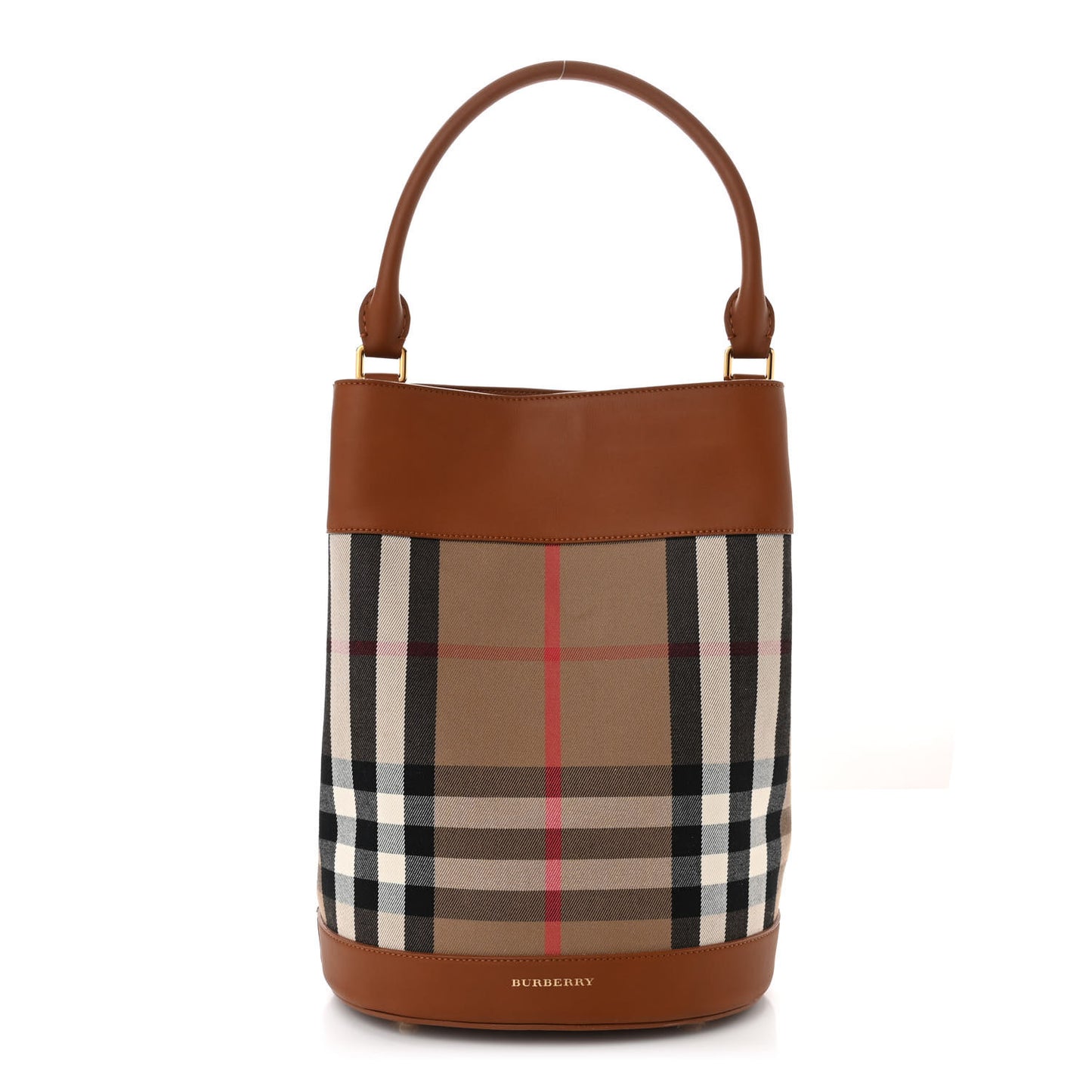 Canvas House Check Bucket Bag Tan