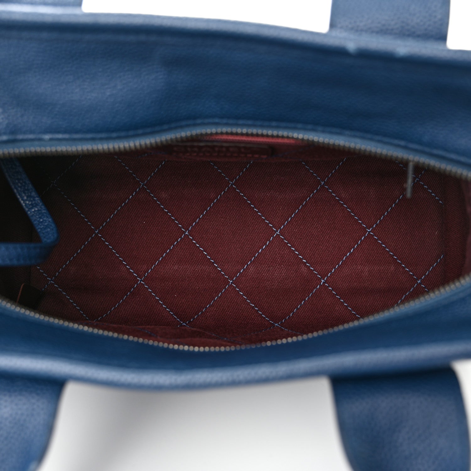 Chanel Caviar Quilted Small Deauville Bowling Bag Blue 5 of 14