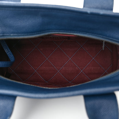 Chanel Caviar Quilted Small Deauville Bowling Bag Blue 5 of 14