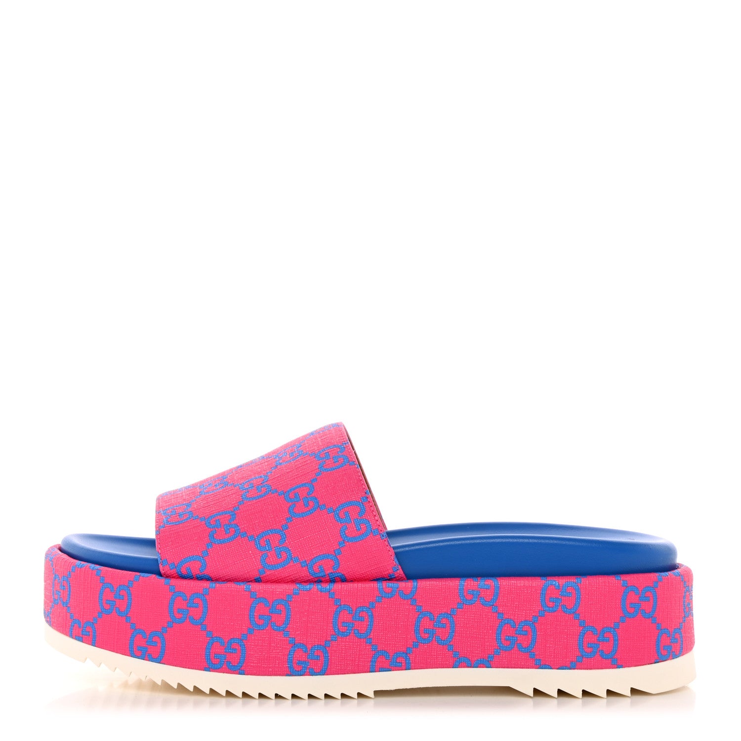 Gucci GG Supreme Joy Monogram Angelina Platform Slide Sandals 37 Fuxia Blue 1 of 13