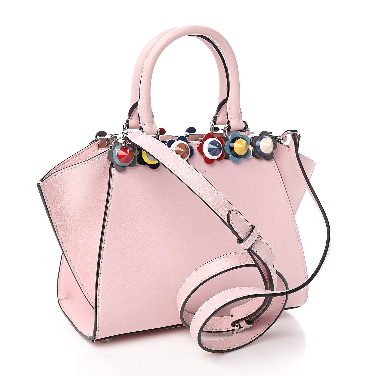 Fendi Vitello Dolce Plexiglass Flowerland Studded Mini 3Jours Tote Peonia Multicolor 2 of 10