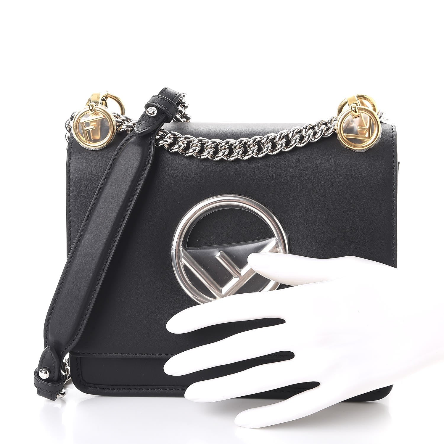 Fendi Vitello Century Opaco F is Fendi Small Kan I Shoulder Bag Black 3 of 9