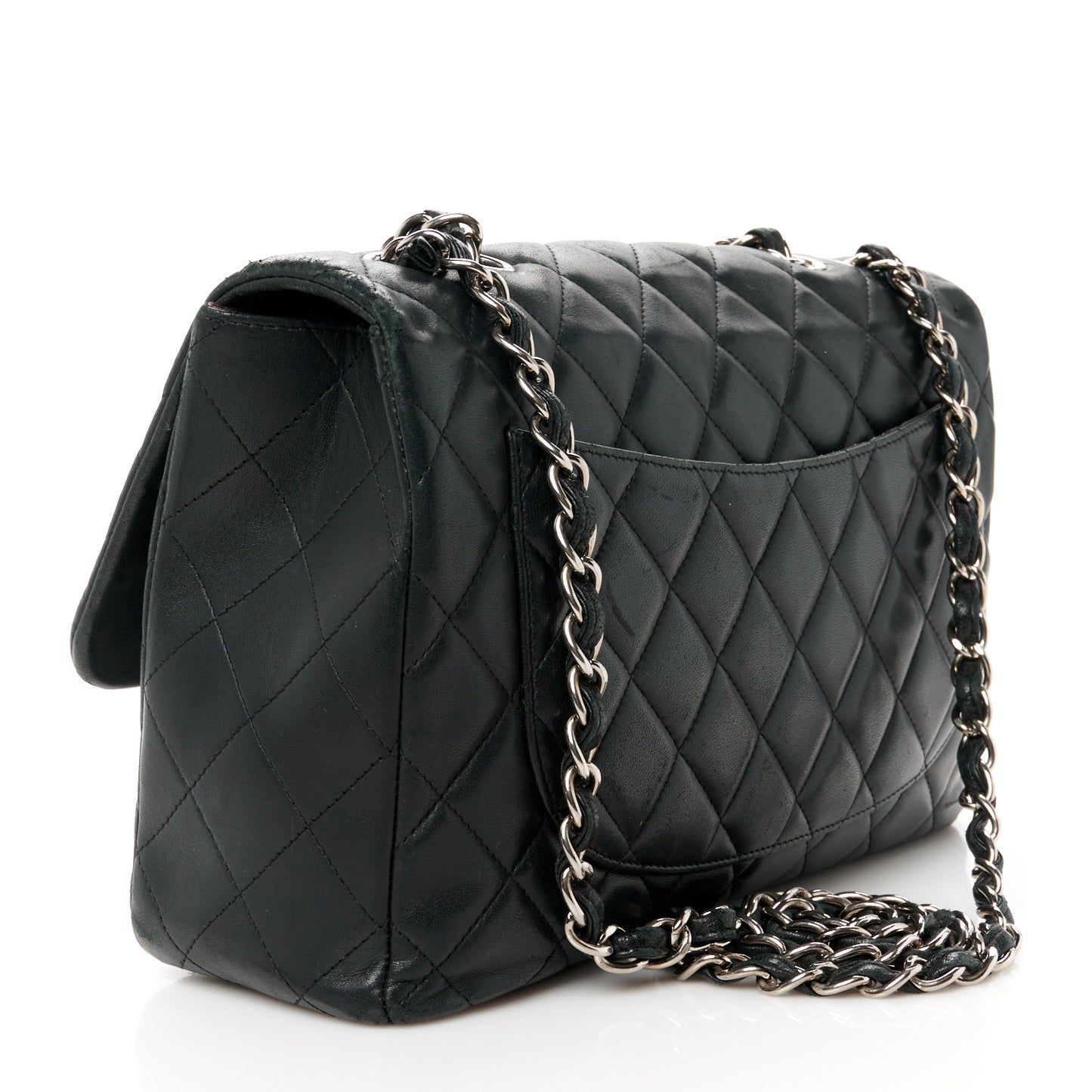 Lambskin Quilted Jumbo Single Flap Black