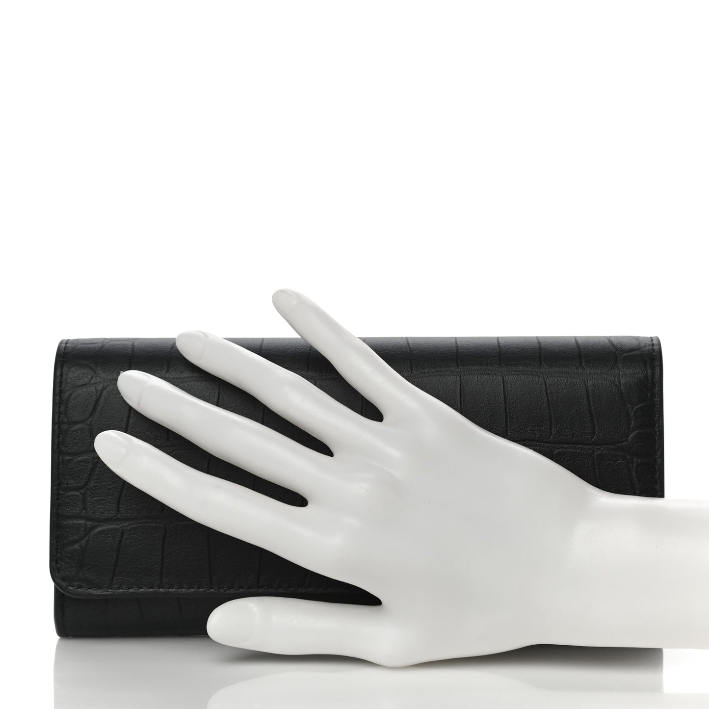 Crocodile Embossed Calfskin Wallet Black