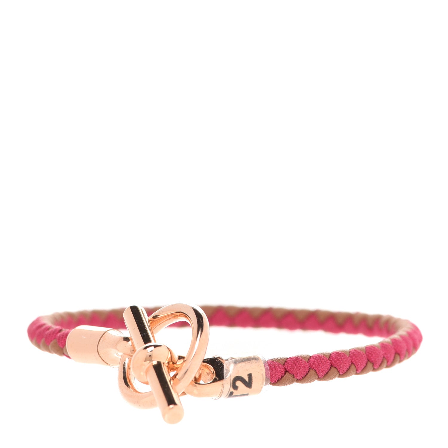 Hermes Swift Silk Braided Glenan Single Tour Bracelet T2 Gold Rose Indien 1 of 6