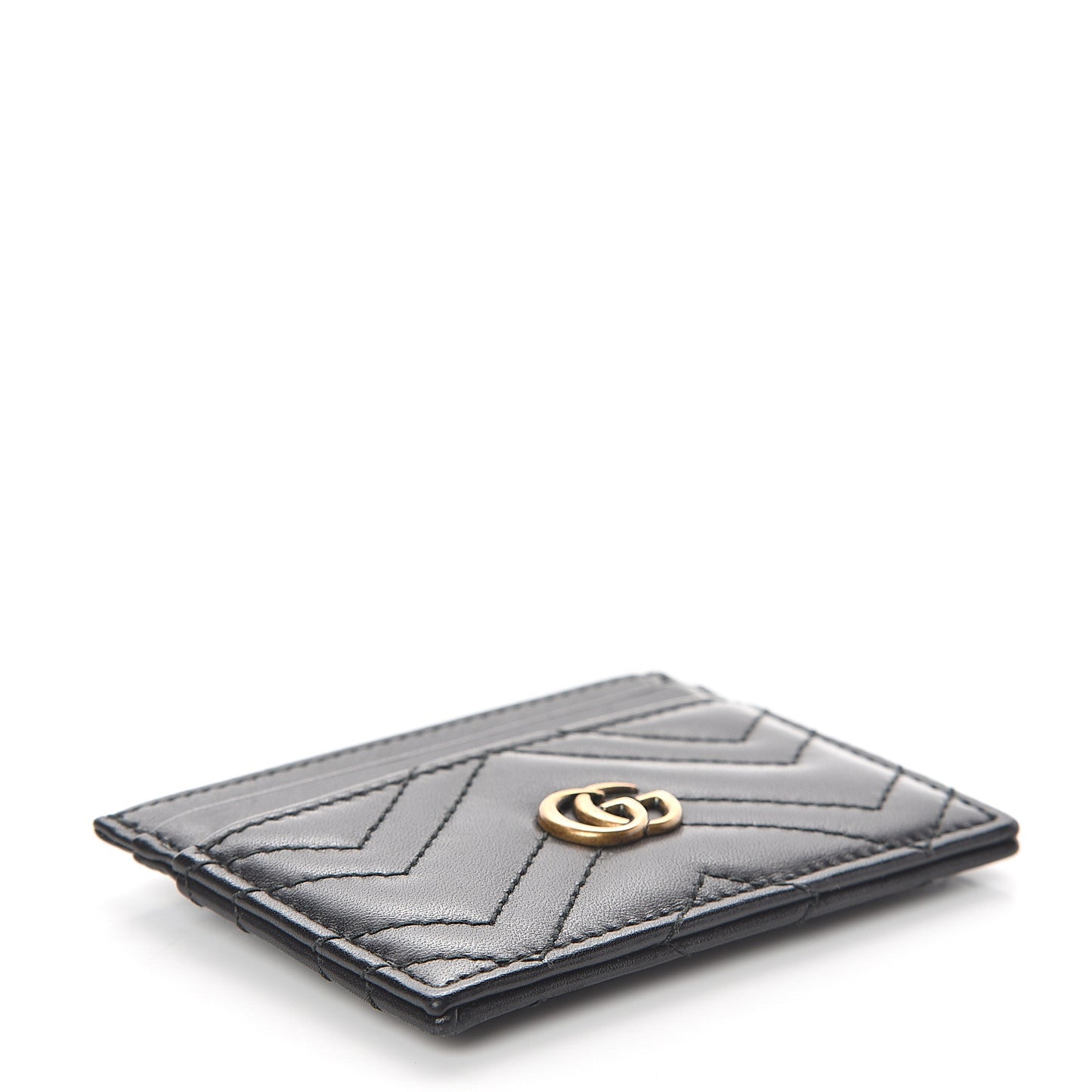 Calfskin Matelasse GG Marmont Card Holder Black
