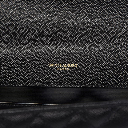 Saint Laurent Grain De Poudre Textured Mixed Matelasse Triquilt Medium Monogram Satchel Black 6 of 10