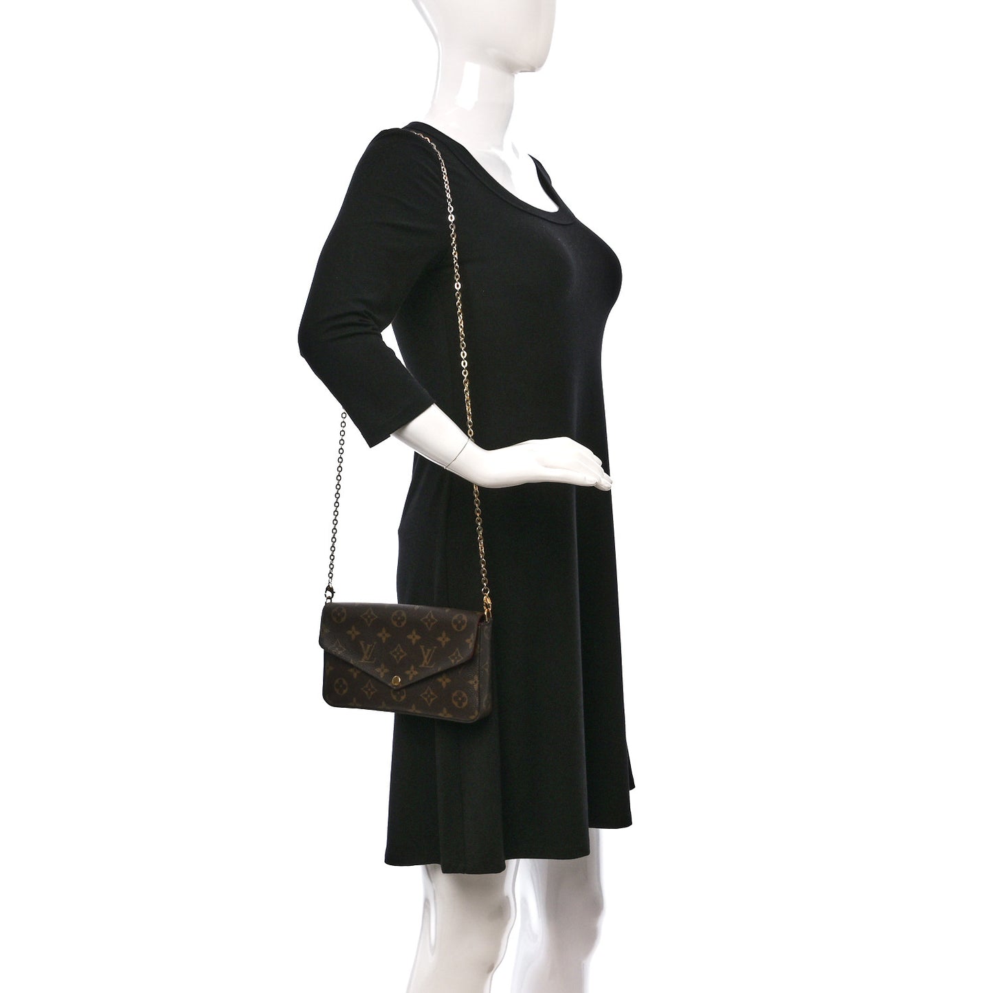 Monogram Pochette Felicie Chain Wallet Fuchsia