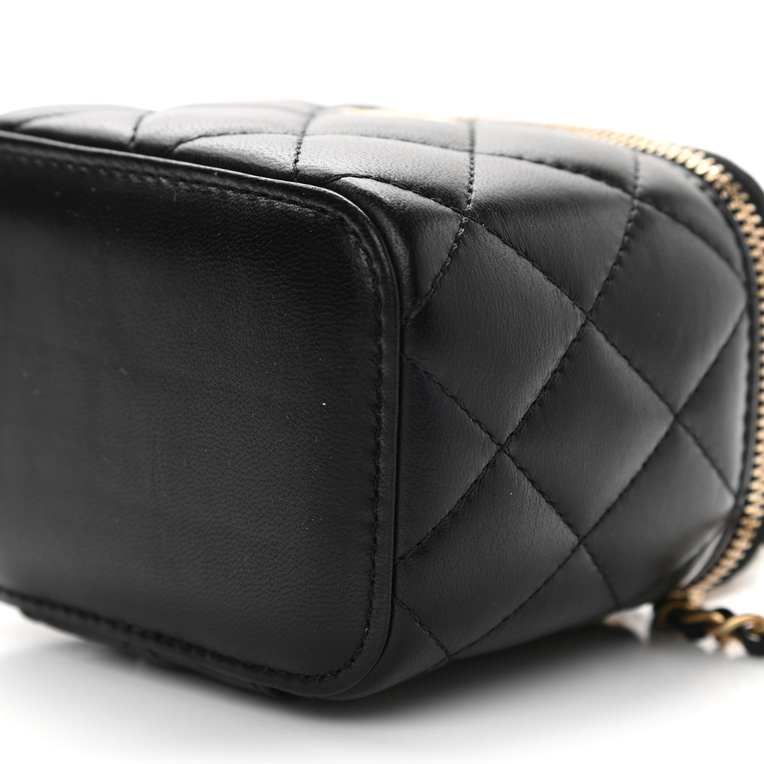 Chanel Lambskin Quilted Mini Pearl Crush Vanity Case With Chain Black 9 of 9