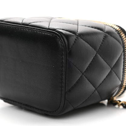 Chanel Lambskin Quilted Mini Pearl Crush Vanity Case With Chain Black 9 of 9