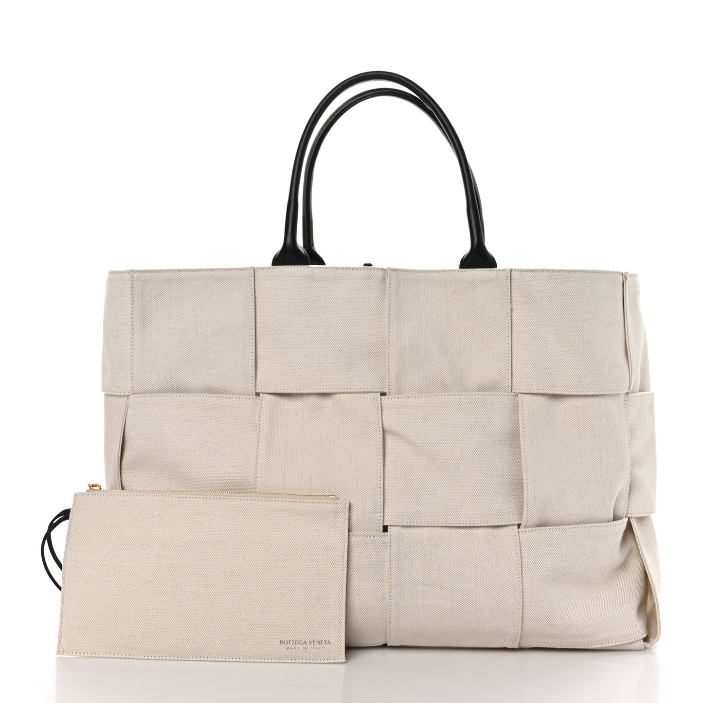 Canvas Intrecciato Large Arco Tote Beige Black