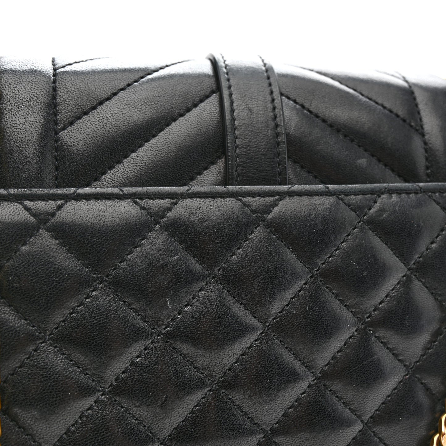 Lambskin Mixed Matelasse Triquilt Small Monogram Satchel Black