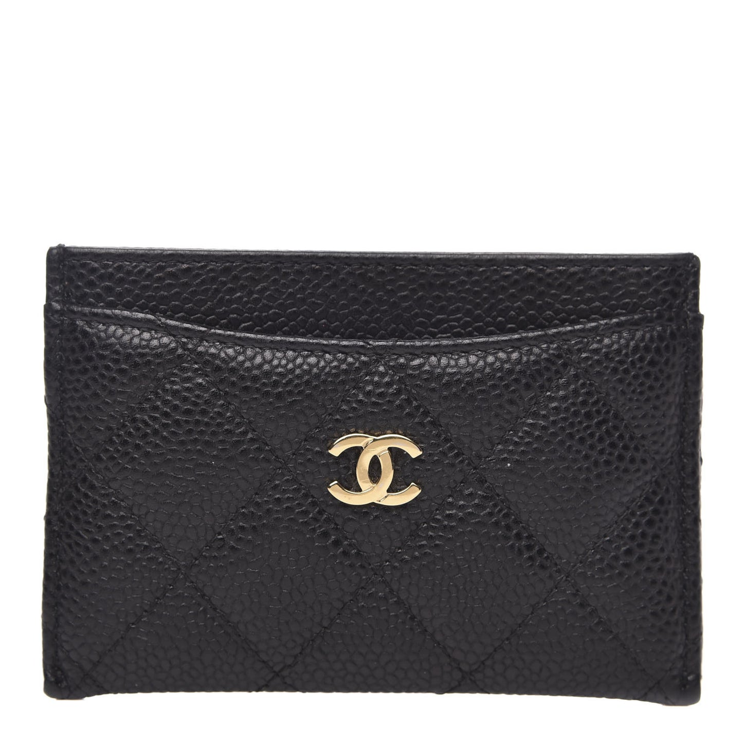 Caviar Quilted Card Holder Black